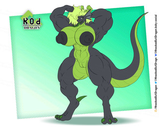 abs anthro areola big_areola big_breasts big_muscles big_nipples black_body black_nipples breasts claws digitigrade ear_frill fangs female fist flexing flexing_bicep forked_tongue frill_(anatomy) genitals gradient_background green_background green_body green_breasts green_claws green_eyes green_hair green_horn green_scales green_tongue hair hand_behind_head horn huge_areola huge_breasts huge_muscles huge_nipples logo long_hair long_tail long_tongue looking_at_viewer muscular muscular_arms muscular_female muscular_thighs navel nipples non-mammal_breasts non-mammal_hair non-mammal_navel non-mammal_nipples non-mammal_vulva open_mouth pose scales simple_background smug_expression smug_face solo tail teeth thick_tail thick_thighs tongue tongue_out vulva knockedoutdragon european_mythology mythology kaya_(knockedoutdragon) dragon mythological_creature mythological_scalie scalie western_dragon 5:4 artist_logo hi_res pinup watermark