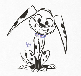 anthro black_nose black_spots blue_collar collar eyebrows female feral floating_eyebrows floppy_ears freckled_face freckles fur grin grinning_at_viewer pupils quadruped simple_background smile smiling_at_viewer solo spots toony white_background white_body white_fur edtropolis 101_dalmatian_street 101_dalmatians disney dolly_(101_dalmatians) canid canine canis dalmatian domestic_dog mammal 2020 digital_media_(artwork) hi_res