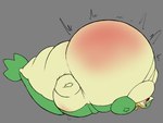 ambiguous_gender anthro belly belly_blush belly_expansion big_belly big_cheeks big_tail bloated blush body_blush close_to_bursting expansion green_body green_tail grey_background huge_belly huge_tail hyper hyper_belly hyper_inflation hyper_tail immobile implied_popping inflation lying motion_lines multicolored_body on_back open_mouth pink_tongue puffed_cheeks red_eyes red_mouth side_view simple_background solo swelling tail tail_expansion tan_body tan_tail tongue two_tone_body two_tone_tail worried alvro nintendo pokemon generation_5_pokemon pokemon_(species) snivy 2025 4:3 colored digital_media_(artwork) flat_colors hi_res
