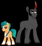 aquamarine_hair black_hair brown_eyes cutie_mark duo hair horn male pupils red_eyes sash simple_background size_difference slit_pupils transparent_background turquoise_hair orin331 friendship_is_magic hasbro mlp_g5 my_little_pony mythology hitch_trailblazer_(mlp) king_sombra_(mlp) earth_pony equid equine horse mammal mythological_creature mythological_equine pony unicorn absurd_res alpha_channel hi_res