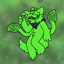 anthro fungus fur green_body green_fur male male/male mushroom solo tentapaws mushroomwolf changed_(video_game) luppy_(mushroomwolf) squid_dog_(changed) 1:1