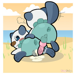 after_vaginal animal_genitalia animal_penis anthro anus balls beach big_penis biped blue_eyes blush bodily_fluids border breath canine_genitalia canine_penis cloud cum cum_from_vagina cum_in_vagina cum_inside cum_pool detailed_background duo erection female genital_fluids genitals intraspecies knot knotted_penis lying male male/female on_front outside penis raised_tail rear_view sand sky sound_effects tail text vowelless vowelless_sound_effect vulva water wet wet_penis white_border fairyfudge nintendo pokemon generation_5_pokemon oshawott pokemon_(species) 1:1 artist_name digital_media_(artwork) hi_res