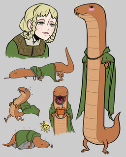 annoyed anthro bedroom_eyes biped blonde_hair blush bodily_fluids braided_hair cape capelet clothed clothing contiguous_snout crying dress drooling eyelashes eyes_closed featureless_crotch female food forked_tongue green_cape green_capelet green_clothing green_dress green_eyes grey_background hair hands_on_sides hands_on_waist happy holding_another holding_food holding_melee_weapon holding_object holding_sword holding_weapon hunched_over iconography leaning leaning_forward lips long_body long_neck lying markings melee_weapon mole_(marking) multiple_forms multiple_poses narrowed_eyes nude on_front on_rock open_mouth orange_body orange_scales plantigrade pose raised_tail rock running saliva scales seductive semi-anthro sharp_teeth short_arms short_legs short_tail simple_background smile snout solo sparkles standing straight_hair sun sword tail tan_body tapering_tail tears tears_of_sadness teeth thick_tail tongue tongue_out ventral_scales weapon wide_crotch thelivingmachme elden_ring fromsoftware zorayas zorayas_(human_form) arthropod crab crustacean decapod human legged_snake malacostracan mammal reptile scalie snake 2022 bust_portrait colored digital_drawing_(artwork) digital_media_(artwork) flat_colors hi_res line_art portrait