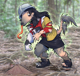 anthill black_bottomwear black_clothing black_hair black_skirt bottomwear brown_eyes claws clothing female forest fur hair hat headgear headwear long_tongue mid_transformation outside photo_background plant skirt solo species_transformation standing tail tongue tongue_out torn_clothing transformation tree mkiiiconvertible anteater human mammal pilosan xenarthran 2025 digital_media_(artwork) hi_res mixed_media photography_(artwork)