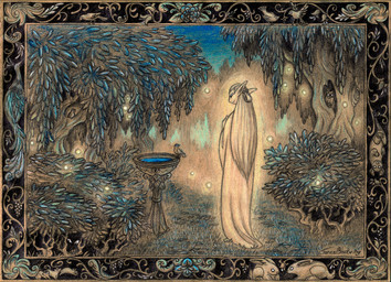 ambiguous_gender berry border dark_eyes decorative_border evening eyes_in_darkness feral flower food fruit glowing group hair humanoid_pointy_ears long_hair nature plant pointy_ears shrub tree tree_hollow white_eyes taraelblackwing american_opossum avian bird elf galliform gastropod humanoid lagomorph leporid mammal marsupial mollusk mouse murid murine owl peafowl phasianid rabbit rodent snail graphite_(artwork) hi_res pastel_(artwork) traditional_media_(artwork)