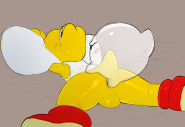 anal anal_penetration anthro anus backsack ball_smoosh balls blush bottomless butt clothed clothing duo footwear genitals grey_background half-closed_eyes looking_back lying male male/male male_penetrated male_penetrating male_penetrating_male narrowed_eyes on_front penetration penis perineum pillow raised_tail sex shell-less shirt shoes simple_background spread_legs spreading tail tank_top topwear yellow_body yellow_skin conditional_dnp dacad mario_bros nintendo boo_(mario) ghost koopa koopa_troopa reptile scalie spirit 2018