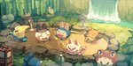 anthro bamboo blue_body blue_fur brown_body brown_fur eyes_closed fur group happy hot_spring male outside partially_submerged pink_body pink_fur playing rock rosy_cheeks rubber_duck sign sleeping water waterfall white_body white_fur saino_(artist) animal_crossing nintendo croque_(animal_crossing) cyrano_(animal_crossing) flip_(animal_crossing) genji_(animal_crossing) kabuki_(animal_crossing) ken_(animal_crossing) snake_(animal_crossing) amphibian anteater avian bird chicken domestic_cat domestic_rabbit felid feline felis frog galliform gallus_(genus) haplorhine lagomorph leporid mammal monkey oryctolagus phasianid pilosan primate rabbit xenarthran 2020 hi_res