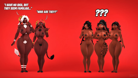 anthro arm_tattoo belly_tattoo breasts butt butt_tattoo chest_tattoo dark_body dark_skin facial_tattoo female freckled_breasts freckled_chest freckled_face freckled_hips freckled_legs freckled_shoulders freckled_thighs freckles group leg_tattoo mature_female ruby_(domi3d) simple_background tattoo text conditional_dnp domi3d ace_(domi3d) alejandra_(atoastedorange) alicia_(atoastedorange) ariana_(atoastedorange) bovid caprine goat hybrid mammal sheep 16:9 3d_(artwork) 4k absurd_res digital_media_(artwork) english_text hi_res source_filmmaker_(artwork) widescreen daughter_(lore) mother_(lore) parent_(lore) sibling_(lore) twins_(lore)