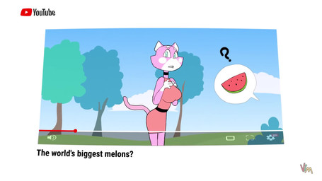 anthro bedroom_eyes big_breasts bite biting_lip breaking_the_fourth_wall breasts censored_nipples female food fruit hidden_buxom looking_at_viewer melon narrowed_eyes outside pink_body plant presenting presenting_breasts public public_nudity question_mark seductive self_exposure smile solo speech_bubble text tree undressing_self video_player watermelon vimhomeless super_planet_dolan youtube shima_luan felid feline mammal 16:9 2025 animated censored english_text hi_res mosaic_censorship short_playtime sound video widescreen