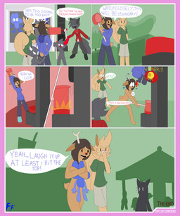 anthro blush breasts cleavage clothed clothing convenient_censorship covering dialogue embarrassed female group male navel nude text toony wardrobe_malfunction frostyfox525 battle_for_dream_island object_shows senftember2025 darky_the_wolf four_(bfb) hazel_(frostyfox525) deer imp mammal rodent sciurid tree_squirrel comic english_text hi_res