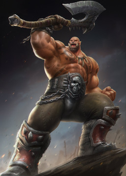 abs axe barazoku battle_axe biceps fangs humanoid_pointy_ears male muscular muscular_humanoid muscular_male nipples pecs pointy_ears solo teeth 6suan blizzard_entertainment warcraft garrosh_hellscream humanoid orc hi_res