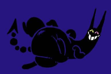 ambiguous_gender belly big_belly black_body grin heterochromia looking_at_viewer lying multi_arm multi_limb on_side pink_eyes pointy_ears smile thick_thighs toony wide_hips yellow_eyes pookypalace deltarune undertale_(series) friend_(deltarune) felid feline mammal