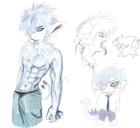 abs anthro blue_eyes chest_fur chest_tuft chibi fur hair highlights_(coloring) kemono male messy_hair muscular muscular_arms muscular_male pigtails purple_highlights solo spiky_hair tuft white_body guo1 mythology choyun dragon furred_dragon furred_scalie mythological_creature mythological_scalie scalie