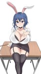 big_breasts blue_hair bottomwear bra breasts cleavage clothed clothing crossed_legs desk female furniture garter_straps hair simple_background sitting skirt solo table underwear white_background kim_wang_jyang animal_humanoid humanoid lagomorph lagomorph_humanoid leporid_humanoid mammal mammal_humanoid rabbit_humanoid absurd_res hi_res