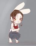 5_fingers 5_toes anthro brown_hair clothed clothing eyebrows eyelashes feet female fingers hair solo toes alasou alissa_(alasou) lagomorph leporid mammal rabbit 2020 digital_media_(artwork)