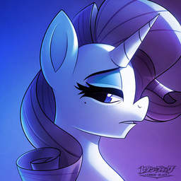blue_eyes curly_hair eyebrows eyelashes feral hair horn monotone_body monotone_hair pupils purple_hair side_view simple_background solo teeth white_body lennonblack friendship_is_magic hasbro my_little_pony mythology rarity_(mlp) equid equine mammal mythological_creature mythological_equine unicorn 1:1