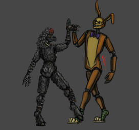 accessory analog_horror anthro black_body black_face black_fur bow_ribbon breasts buckteeth collar dancing duo featureless_breasts featureless_crotch female flower flower_in_hair fur hair hair_accessory holidays hollow_eyes hooves horn horror_(theme) machine male male/female metal orange_body plant romantic romantic_couple rust spider_lily spider_lily_(lycoris) spiked_collar spikes teeth yellow_eyes erkellam halloween the_walten_files lorenzo_waterman_(the_walten_files) pumpkin_rabbit rachel_waterman_(the_walten_files) sheep_witch_(twf) animatronic bovid caprine lagomorph leporid mammal rabbit robot sheep absurd_res hi_res