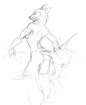 angry anthro back_dimples bathing butt female fur interrupted legs_in_water melee_weapon nude partially_submerged reflection snarling solo submerged_legs submerged_tail swimming_pool sword tail tail_in_water water weapon scott_ruggels asheru_(setting) virinia canid canine canis mammal wolf graphite_(artwork) monochrome sketch traditional_media_(artwork)