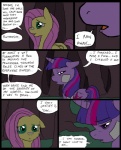 2013 bandage clothed clothing comic cutie_mark detailed_background dialogue digital_media_(artwork) duo english_text equid equine feathered_wings feathers female feral fluttershy_(mlp) forest friendship_is_magic fur grass hair hasbro hat headgear headwear horn mammal mane metal_(artist) multicolored_hair my_little_pony mythological_creature mythological_equine mythology outside pegasus pink_hair plant purple_body purple_eyes purple_fur purple_hair speech_bubble text tree twilight_sparkle_(mlp) two_tone_hair unicorn wings yellow_body yellow_feathers yellow_fur