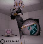 anthro black_body breasts butt door female futuristic machine mecha_musume mechanical_arm mechanical_leg nude nude_female portal_gun solo test_chamber yellow_eyes krazak portal_(series) valve p-body_(portal) weighted_companion_cube android human humanoid mammal robot robot_humanoid 3d_(artwork) digital_media_(artwork) source_filmmaker_(artwork)