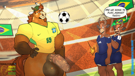 69_(number) anthro anthro_on_anthro antlers athletic athletic_anthro athletic_male backwards_baseball_cap backwards_hat ball balls baseball_cap biceps big_balls big_muscles big_penis bottomless bottomless_anthro bottomless_male bottomwear bouncing_penis brazil clothed clothing dialogue electronics emanata erection erection_under_clothing eyebrows foreskin genitals glans group hair hand_on_hip hand_on_shoulder hat headgear headwear horn huge_balls huge_penis humanoid_genitalia humanoid_penis hybrid_genitalia hybrid_penis jersey jumbotron logo looking_at_another male male/male medial_ring medial_ringed_humanoid_penis medial_ringed_hybrid_penis muscular muscular_anthro muscular_male musk number outside penis presenting presenting_penis public public_exposure scotland screen shirt shorts size_difference smile soccer soccer_ball soccer_jersey soccer_uniform sport sportswear stadium standing stare talking_to_another tenting text thick_arms thick_penis thick_thighs topwear trio uniform unretracted_foreskin vein shawd adidas fifa johnny_rock deer equid equine horse mammal 16:9 2026 2d_animation animated english_text frame_by_frame loop url watermark widescreen
