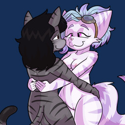 anthro balls breasts duo eyewear female fluffy fluffy_tail genitals goggles hip_grab making_out male male/female nude standing tail puchipi ratchet_and_clank sony_corporation sony_interactive_entertainment disterious harmony_the_lombax felid feline lombax mammal 1:1 animated