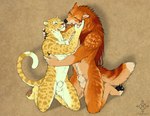 abs animal_genitalia anthro balls blue_eyes chest_tuft claws curled_tail dipstick_tail duo finger_claws fur genitals hair hug inner_ear_fluff kneeling licking licking_another licking_partner long_hair male male/male markings multicolored_body multicolored_fur nude pawpads paws penis penis_tip pointy_ears prick_ears romantic romantic_couple sheath simple_background spots tail tail_markings textured_background toe_claws tongue tuft whiskers cedarwolf mythology jaguar_(arkoninu) werewolf_(arkoninu) canid canine felid jaguar mammal mythological_canine mythological_creature pantherine werecanid werecanine werecreature werewolf 2018 digital_media_(artwork) watermark