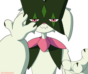 ambiguous_gender anthro solo bisbanan 67_(meme) nintendo pokemon generation_9_pokemon meowscarada pokemon_(species) 6:5 animated