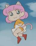 :3 blue_eyes clothed clothing dress female hair panties pink_hair short_hair smile solo underwear upskirt heikatsu crayon_shin-chan harinyan animal_humanoid cat_humanoid felid felid_humanoid feline feline_humanoid humanoid mammal mammal_humanoid