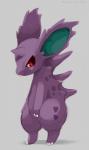 ambiguous_gender anthro anthrofied big_ears biped grey_background nude pokemorph simple_background solo standing miri nintendo pokemon generation_1_pokemon nidoran nidoran♂ pokemon_(species) hi_res