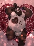 anthro asian_clothing belly black_body black_nose clothing east_asian_clothing fundoshi holidays humanoid_hands japanese_clothing lying male moobs overweight overweight_male solo underwear white_body white_clothing white_fundoshi white_underwear cobaltgrande blizzard_entertainment valentine's_day warcraft auramaru bear mammal pandaren 2022 3:4 hi_res