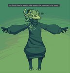 antlers big_clothing big_sweater bone claws clothed clothing cloven_hooves fur green_body green_clothing green_fur heart_symbol hooves horn huge_clothing huge_sweater looking_at_viewer skull skull_head solo sweater text topwear white_antlers conditional_dnp welwraith wicker_(welwraith) deer mammal 2024 digital_drawing_(artwork) digital_media_(artwork) english_text full-length_portrait green_theme portrait