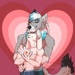 anthro duo heart_symbol holidays hug hugging_another hugging_from_behind male male/male smile sting_12 valentine's_day dante_kinkade zack_(thezackrabbit) canid canine canis lagomorph leporid mammal rabbit wolf 1:1 hi_res