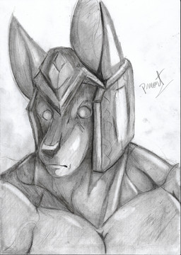 anthro armor barazoku ears_up headgear helmet looking_back male muscular muscular_anthro muscular_male nude nude_anthro solo pinumontbalou league_of_legends riot_games tencent nasus_(lol) canid canine canis jackal mammal absurd_res hi_res portrait