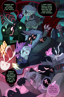 anthro areola balls bat_ears bat_tail bodily_fluids breasts butt clothing comic_panel cuddling cum cum_inside ear_piercing ejaculation female fishnet_clothing fishnet_topwear genital_fluids genitals hair machine male multipanel nipples nude nude_anthro nude_female nude_male pawpads paws penetration penis piercing short_hair solo tail topwear vaginal vaginal_penetration vulva white_hair ghastlyfish kayla_(gfpossy) american_opossum bat mammal marsupial protogen virginia_opossum comic hi_res