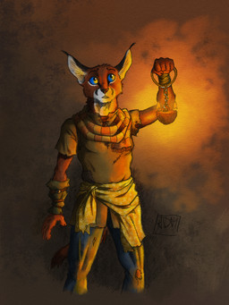 anthro blue_eyes brown_body brown_fur clothed clothing female fur lamp lantern simple_background solo standing 0laffson shadi_(0laffson) caracal caracal_(genus) felid feline mammal 2018 digital_media_(artwork) hi_res