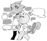 anthro buckteeth chatting choker clothing dialogue duo empty_speech_bubble freckles horn jewelry male necklace piercing speech_bubble sweater teeth topwear walking pasikon animal_crossing nintendo c.j._(animal_crossing) flick_(animal_crossing) beaver chameleon lizard mammal reptile rodent scalie monochrome