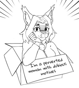 anthro box clothing container female hand_on_cheek hoodie solo topwear writing_on_object glazedvc lime_(limefloppa) caracal caracal_(genus) felid feline mammal absurd_res hi_res meme monochrome genderfluid_(lore) nonbinary_(lore)