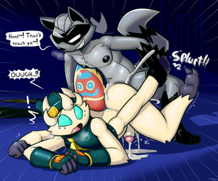 2_toes 4_arms 4_toes 6_eyes accessory alternate_costume anal_orgasm anthro anthro_on_anthro anthro_penetrated anthro_penetrating anthro_penetrating_anthro arm_grab arm_pull balls beanie big_butt big_penis black_body black_eyes black_fur black_inner_ear black_nose black_stripes blue_body blue_exoskeleton blue_fur blush bodily_fluids bottomwear butt clothing clothing_theft cum cum_from_ass cum_in_ass cum_inside cum_pool cum_splatter cum_string cum_while_penetrated dialogue dominant dominant_anthro dominant_male ejaculation erection exclamation_point exoskeleton eye_roll feet fingerless_gloves fist fur genital_fluids genitals glans gloves green_beanie green_bottomwear green_clothing green_gloves green_handwear green_hat green_headwear green_pants grey_body grey_fur grey_hair grin hair hair_accessory hairband hand_behind_back hands-free handwear hat headgear headwear horn interspecies jacket jacket_vest leg_markings looking_at_another looking_down male male/male male_penetrated male_penetrating male_penetrating_male markings moan motion_lines multi_arm multi_eye multi_limb nude on_penis orgasm pants penetration penis pink_glans ponytail pounding_ass punishment_sex questionable_consent red_body red_exoskeleton red_fur rough_sex sex sharp_teeth simultaneous_orgasms smile socks_(marking) speech_bubble stealing striped_body striped_fur stripes submissive submissive_anthro submissive_male tan_balls tan_body tan_exoskeleton tan_fur tan_horn tan_penis teal_sclera teeth text text_on_clothing text_on_hat text_on_headwear thrust_lines thrusting toes topwear vest wearing_someone_else's_clothing white_eyes yelling yellow_body yellow_exoskeleton yellow_fur felino nile_(ittybittyjay) trick_(tricktrashing) arachnid araneomorph arthropod jumping_spider mammal peacock_spider procyonid raccoon spider 2025 6:5 absurd_res english_text hi_res japanese_text