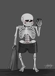 5_fingers bodily_fluids bone cellphone clothed clothing electronics fingers floor glowing glowing_eyes grey_background holding_object holding_towel not_furry partially_clothed pelvis phone rib_cage selfie simple_background skeleton skull solo spine sweat text topless towel fudgelling-away undertale undertale_(series) sans_(undertale) animated_skeleton undead 2024 digital_drawing_(artwork) digital_media_(artwork) english_text hi_res shaded signature