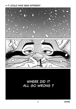 anthro black_panel blizzard_(weather) blood bodily_fluids dialogue male nosebleed snow solo text some_(someone) disney zootopia pawbert_lynxley canada_lynx felid feline lynx mammal black_and_white comic english_text hi_res monochrome