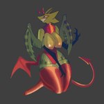 4_arms antennae_(anatomy) anthro areola armwear big_breasts breasts clothing costume elbow_gloves female gloves green_body halloween_costume handwear holidays horn huge_breasts legwear looking_at_viewer multi_arm multi_limb nipples red_eyes sharp_teeth simple_background smile solo tail teeth thick_thighs thigh_highs wide_hips cyber_d1e halloween pamela_(cyber_d1e) arthropod insect mantis 1:1 absurd_res hi_res