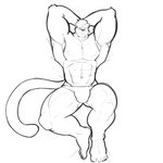 anthro barazoku bashful bed blush blushy butt clothing furniture male muscular muscular_male nude peaceful shy solo underwear ryuji_doodles ryuji felid mammal pantherine snow_leopard 1:1 absurd_res hi_res monochrome sketch