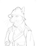 adrian_helmet anthro clothing ears_through_headwear female hat headgear headwear military simple_background soldier solo warrior whiskers world_war_1 xenopera canid canine fox mammal 2021 digital_media_(artwork) monochrome sketch