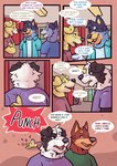 anthro dare dialogue insult locker male punch size_difference speech_bubble text unconscious x_eyes baileyx bluey_(series) bandit_heeler mackenzie's_dad_(bluey) pat_(bluey) stripe_heeler australian_cattle_dog bird_dog border_collie canid canine canis cattledog collie domestic_dog herding_dog hunting_dog labrador mammal pastoral_dog retriever sheepdog comic english_text hi_res