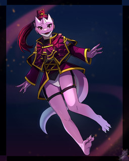 3_toes 4_fingers anthro claws clothed clothing eyelashes feet female fingers floating hair horn jewelry long_hair looking_at_viewer open_mouth pantsless purple_body purple_clothing purple_eyes purple_hair purple_robe purple_skin robe smile solo tail toes white_body white_skin zeitzbach mythology enfys_ellezard dragon mythological_creature mythological_scalie scalie 2025 hi_res signature