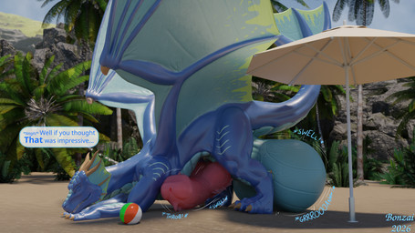 ball balls balls_expansion beach beach_ball big_balls big_penis blue_body blue_scales dialogue expansion eyes_closed feral genital_expansion genital_growth genitals glans growth huge_balls huge_penis humanoid_genitalia humanoid_penis hybrid_genitalia hybrid_penis hyper hyper_balls hyper_genitalia hyper_penis inflatable knot knotted_humanoid_penis knotted_penis male motion_lines onomatopoeia parasol penile_spines penis penis_expansion scales solo sound_effects stretching tail text tropical wings bonzaipalmtree mythology zai_(bonzaipalmtree) dragon mythological_creature mythological_scalie scalie 16:9 2026 3d_(artwork) blender_(artwork) digital_media_(artwork) english_text hi_res widescreen