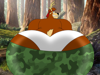 anthro antlers big_butt biped black_eyes black_nose bottomwear bottomwear_down briefs brown_body brown_fur butt butt_focus camo clenched_teeth clothed clothing ears_back forest forest_background fur glance glancing_back glistening glistening_butt green_bottomwear green_clothing green_pants grin grinning_at_viewer headgear headkerchief headwear horn huge_butt hunter hyper hyper_butt kerchief looking_aside looking_aside_at_viewer looking_at_viewer looking_back looking_back_at_viewer male military_pants multicolored_body multicolored_fur open_mouth open_smile outside overweight overweight_anthro overweight_male pants pants_down partially_clothed photo_background pivoted_ears plant raised_tail rear_view red_headkerchief red_kerchief scut_tail short_tail skin_folds smile smiling_at_viewer smirk smirking_at_viewer solo tail tan_body tan_fur teasing teasing_viewer teasing_with_butt teeth tighty_whities toothy_grin topless topless_anthro topless_male tree two_tone_body two_tone_fur two_tone_tail underwear white_briefs white_clothing white_sclera white_underwear wolfox90210 deer_avenger bambo deer mammal 2025 colored digital_drawing_(artwork) digital_media_(artwork) hi_res mixed_media photography_(artwork) shaded