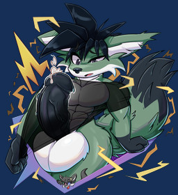 anthro big_penis black_penis electricity genitals lightning male penis solo marymory rakurai_senku_(raikoukitsune) canid canine fox mammal storm_kitsune absurd_res alpha_channel hi_res