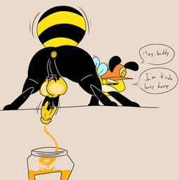 anthro anus balls bodily_fluids cum flavored_cum food genital_fluids genitals honey_(food) honey_cum male penis solo unusual_bodily_fluids unusual_cum unusual_genital_fluids lewdy_toon buzzlee_(lewdy_toon) arthropod bee hymenopteran insect absurd_res hi_res